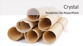  Presentation with credentials - Slide set having credentials - many ancient scrolls isolated background and a white colored foreground