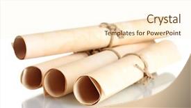  Presentation with credentials - PPT theme enhanced with credentials - many scrolls isolated on white background and a cream colored foreground