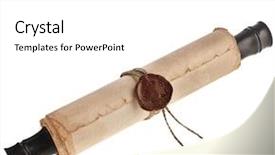  Presentation with wax - Beautiful PPT theme featuring credentials - old rolled paper backdrop and a white colored foreground