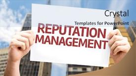  Presentation with reputation - Slide set featuring credibility - reputation management card background and a light blue colored foreground