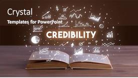  Presentation with business-book - PPT layouts consisting of credibility-inscription-coming-out background and a tawny brown colored foreground