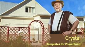  Presentation with health - Audience pleasing presentation theme consisting of credit agricole - happy retired senior man full backdrop and a tawny brown colored foreground