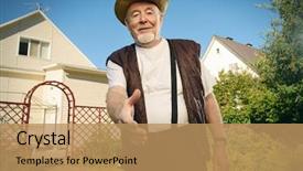  Presentation with gardening for health - Amazing PPT layouts having credit agricole - happy retired senior man full backdrop and a coral colored foreground