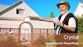  Presentation with gardening for health - Cool new presentation with credit agricole - happy retired senior man full backdrop and a red colored foreground