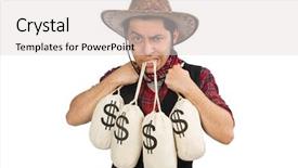  Presentation with cowboy - Audience pleasing PPT layouts consisting of credit agricole - young cowboy isolated on white backdrop and a light gray colored foreground