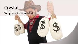  Presentation with cowboy - Theme enhanced with credit agricole - young cowboy isolated on white background and a lemonade colored foreground