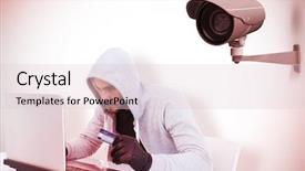  Presentation with cctv camera - Beautiful PPT theme featuring credit card against cctv backdrop and a lemonade colored foreground