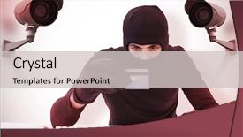  Presentation with online shopping - Slide set enhanced with credit card against cctv background and a light gray colored foreground