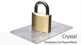  Presentation with credit card - PPT theme enhanced with credit card and a padlock background and a  colored foreground