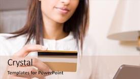  Presentation with accounting financial bank banking account - Colorful theme enhanced with credit card and doing online backdrop and a coral colored foreground