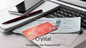  Presentation with credit card - Amazing presentation having credit card and flight ticket backdrop and a soft green colored foreground