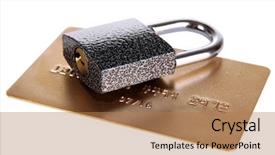  Presentation with credit card - Colorful presentation design enhanced with credit card and lock isolated backdrop and a coral colored foreground