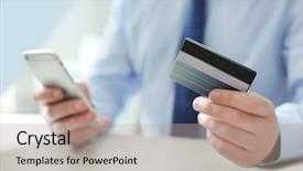  Presentation with payment - Presentation design having credit card and mobile background and a light gray colored foreground