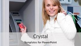  Presentation with credit card - PPT theme with credit card at atm background and a white colored foreground