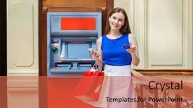  Presentation with atm - Slides featuring credit card at atm background and a red colored foreground
