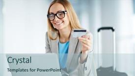  Presentation with ticket - Presentation theme enhanced with credit card buying ticket background and a light blue colored foreground