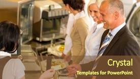  Presentation with pay - PPT theme featuring credit card cashier food background and a tawny brown colored foreground