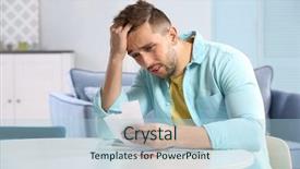  Presentation with taxes - PPT layouts enhanced with credit card debt - confused young man calculating taxes background and a light blue colored foreground