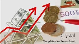  Presentation with credit card - Slide set enhanced with credit card euro coin pyramid background and a coral colored foreground