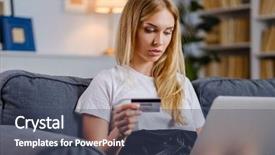  Presentation with credit card - Colorful slide set enhanced with credit card for online shoping backdrop and a ocean colored foreground