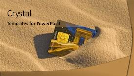  Presentation with cyber credit card crime - PPT layouts having credit card in the sand background and a coral colored foreground
