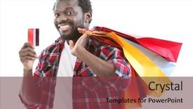  Presentation with asian american colors - Theme with credit card isolated on white background and a tawny brown colored foreground