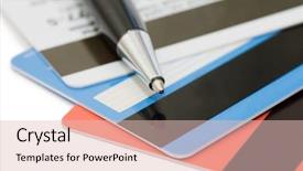  Presentation with credit card fraud fraud - Colorful theme enhanced with credit card isolated on white backdrop and a lemonade colored foreground