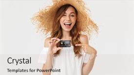  Presentation with love between man and woman - Slide set consisting of credit card isolated over white background and a lemonade colored foreground