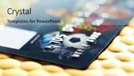  Presentation with credit card fraud fraud - Amazing PPT theme having credit card on golden background backdrop and a light blue colored foreground