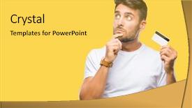  Presentation with thinking brain - Theme featuring serious face thinking about question background and a yellow colored foreground