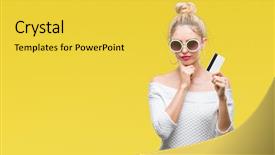  Presentation with blue brain - Audience pleasing presentation theme consisting of credit card over isolated background backdrop and a yellow colored foreground