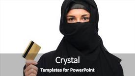  Presentation with woman muslim - Audience pleasing PPT theme consisting of credit card over white background backdrop and a black colored foreground