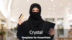  Presentation with online grocery shopping - Amazing PPT theme having credit card over white background backdrop and a  colored foreground