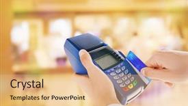  Presentation with credit card - Amazing PPT layouts having credit card payment businessman using backdrop and a coral colored foreground