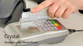  Presentation with terminal - Cool new presentation theme with credit card swipe through terminal backdrop and a light gray colored foreground