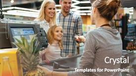  Presentation with credit card - Theme with credit card to a store background and a violet colored foreground