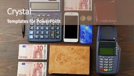  Presentation with credit card fraud - Colorful PPT layouts enhanced with credit card with card register backdrop and a coral colored foreground