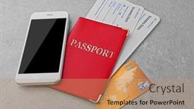  Presentation with passport - Cool new presentation design with credit-card-with-tickets backdrop and a coral colored foreground