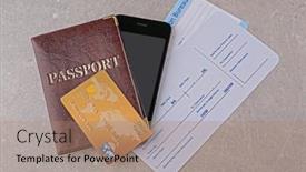  Presentation with passport - Presentation with credit-card-with-tickets background and a coral colored foreground