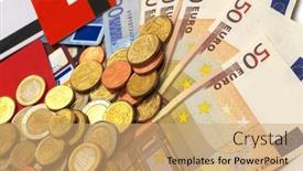  Presentation with cash - Presentation design with credit-cards-and-cash background and a coral colored foreground