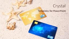  Presentation with shells - Theme featuring credit cards and shells on sand background and a lemonade colored foreground