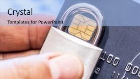  Presentation with credit card - Presentation theme consisting of simle mechanical lock security background and a light blue colored foreground