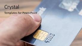  Presentation with business cards - Theme featuring credit cards financial business background background and a coral colored foreground