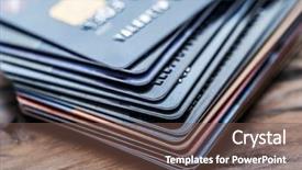  Presentation with business cards - PPT theme having credit cards financial business background background and a tawny brown colored foreground