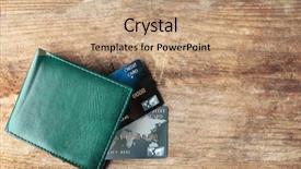  Presentation with credit card - PPT theme consisting of credit cards in leather wallet background and a coral colored foreground
