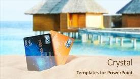 Presentation with water fuelled car - PPT theme consisting of credit cards on beach blurred background and a lemonade colored foreground