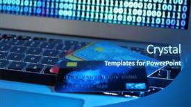  Presentation with keyboard - Slides consisting of countermeasure - credit cards on laptop keyboard background and a ocean colored foreground