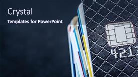  Presentation with dark space - Presentation theme enhanced with credit-cards-stack-on-dark background and a navy blue colored foreground