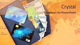  Presentation with economy - Audience pleasing slides consisting of credit cards with money backdrop and a yellow colored foreground