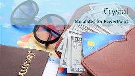  Presentation with economy - Presentation theme having credit cards with money background and a sky blue colored foreground
